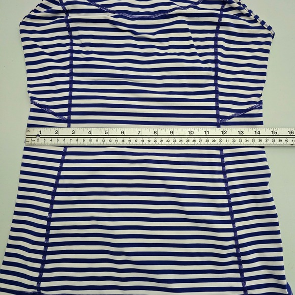 Lululemon Women's Run Stay On Course Tank Pigment Blue White Stripe 8 - Picture 16 of 16